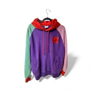Teddy Fresh Colorblock Hoodie with Red and Purple